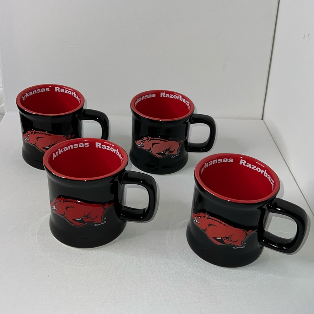 Set of Four Arkansas Razorbacks Mugs Jenkins NCAA Authentic Red Black Gameday